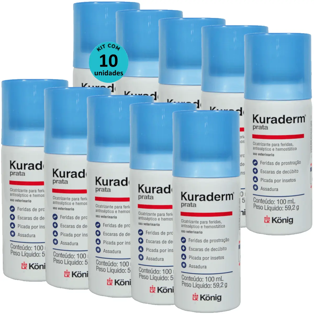 Kuraderm Prata König 100ml Kit Com 10 unidades