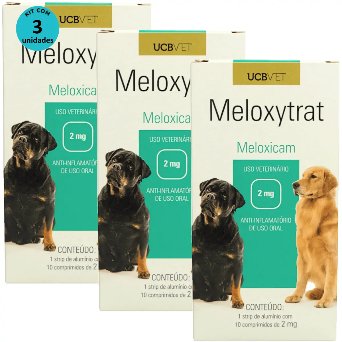 Meloxytrat 2mg C/ 10 comprimidos UCBVET Kit com 3