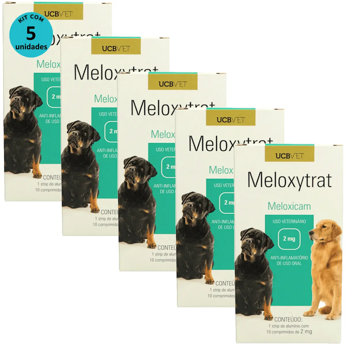 Meloxytrat 2mg C/ 10 comprimidos UCBVET Kit com 5