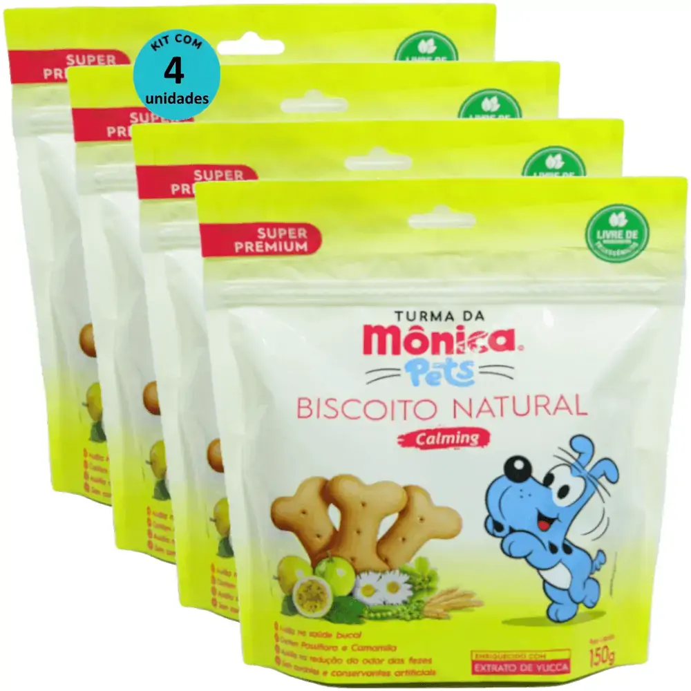 Biscoito Natural Calming 150g Turma da Mônica Kit Com 4