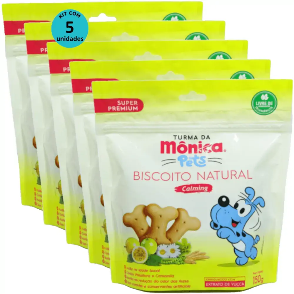 Biscoito Natural Calming 150g Turma da Mônica Kit Com 5