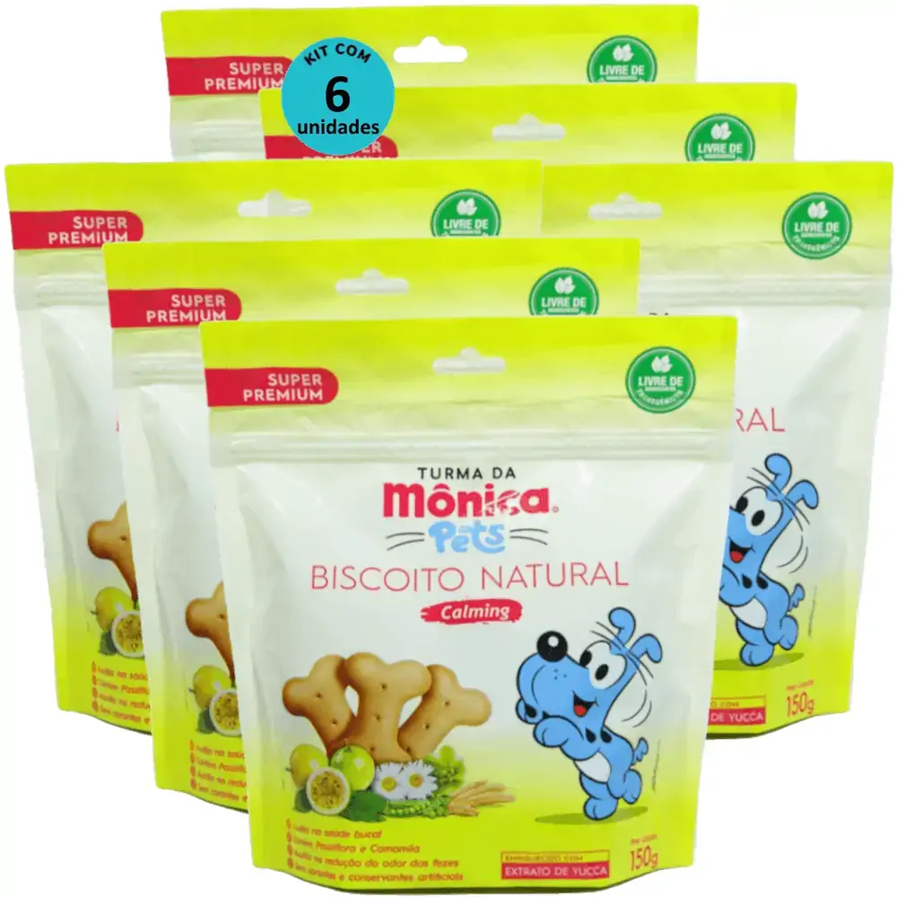 Biscoito Natural Calming 150g Turma da Mônica Kit Com 6