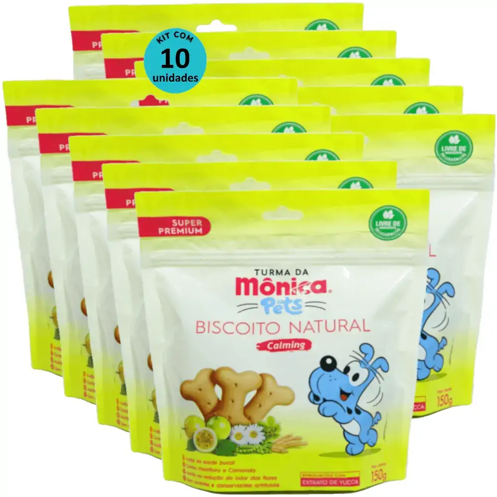 Biscoito Natural Calming 150g Turma da Mônica Kit Com 10