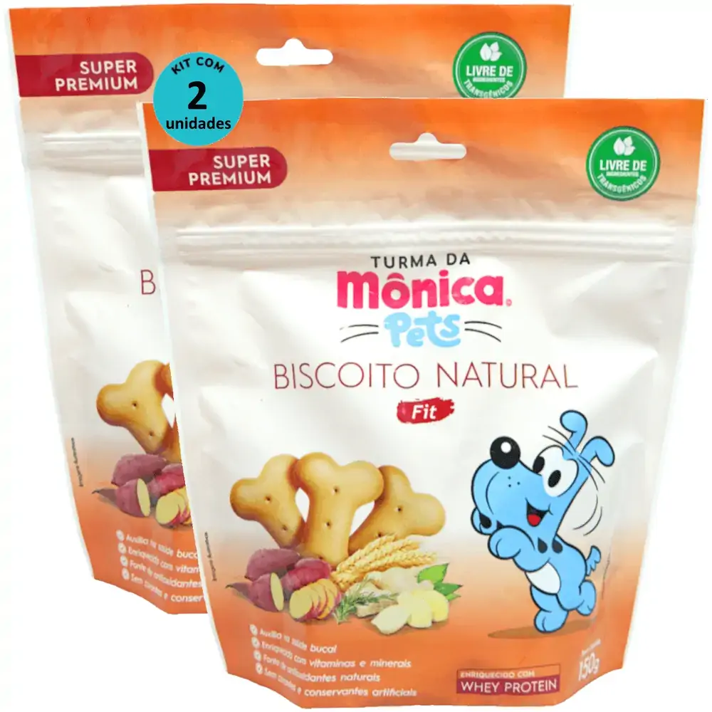 Biscoito Natural Fit 150g Turma da Mônica Kit com 2 - Biscoito Natural Fit 150g Para Cães Turma da M