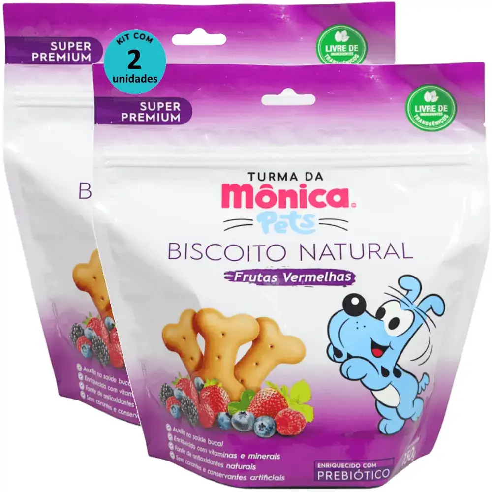 Biscoito Natural Frutas Vermelhas 150g Turma da Mônica Kit Com 2