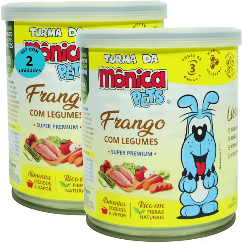 Ração Úmida Turma da Mônica Pets Frango Com Legumes 280g Para Cães Adultos Kit 2 un