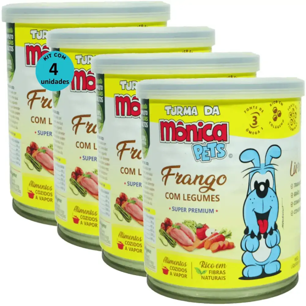 Ração Úmida Turma da Mônica Pets Frango Com Legumes 280g Para Cães Adultos Kit 4 un