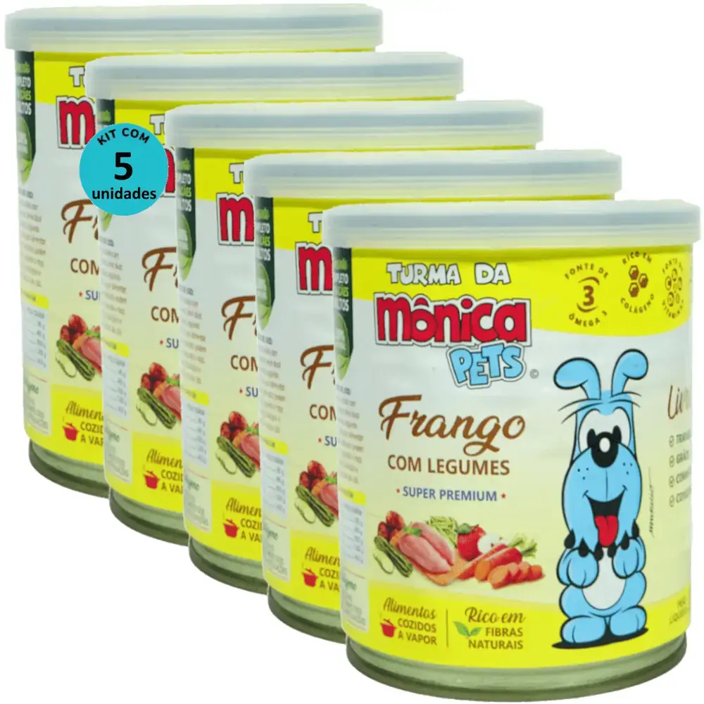 Ração Úmida Turma da Mônica Pets Frango Com Legumes 280g Para Cães Adultos Kit 5 un