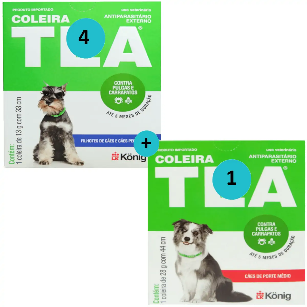 Coleira Contra Pulgas Carrapatos Kit 4 Tamanho P + 1 Coleira Contra Pulgas Carrapatos Tamanho M