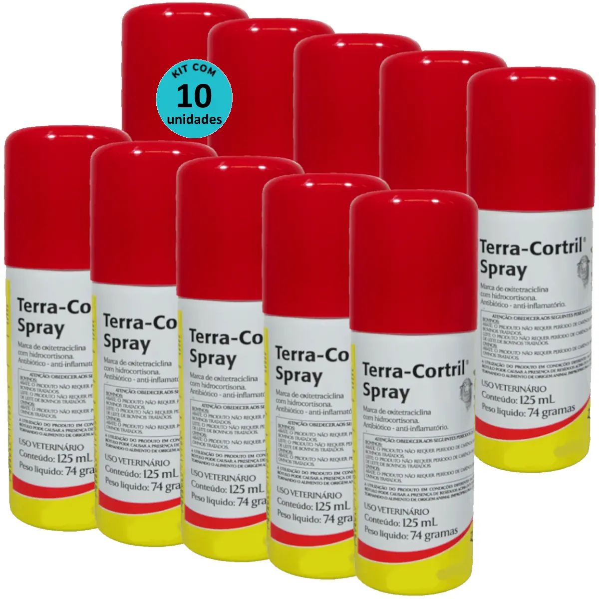 Terra-Cortril Spray 125ml Zoetis Kit com 10