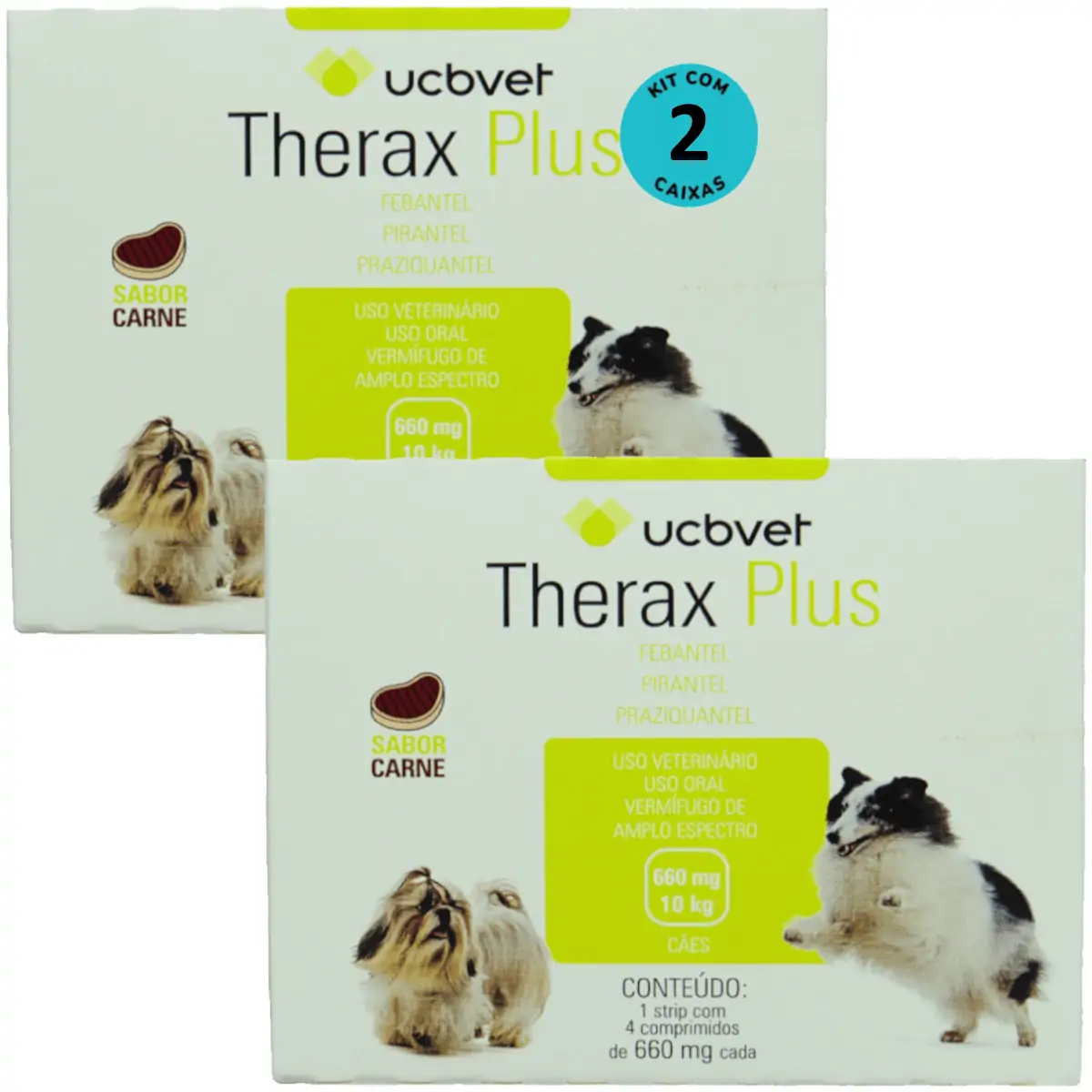 Therax Plus 660mg Com 4 comprimidos Vermífugo UCBVET Kit Com 2