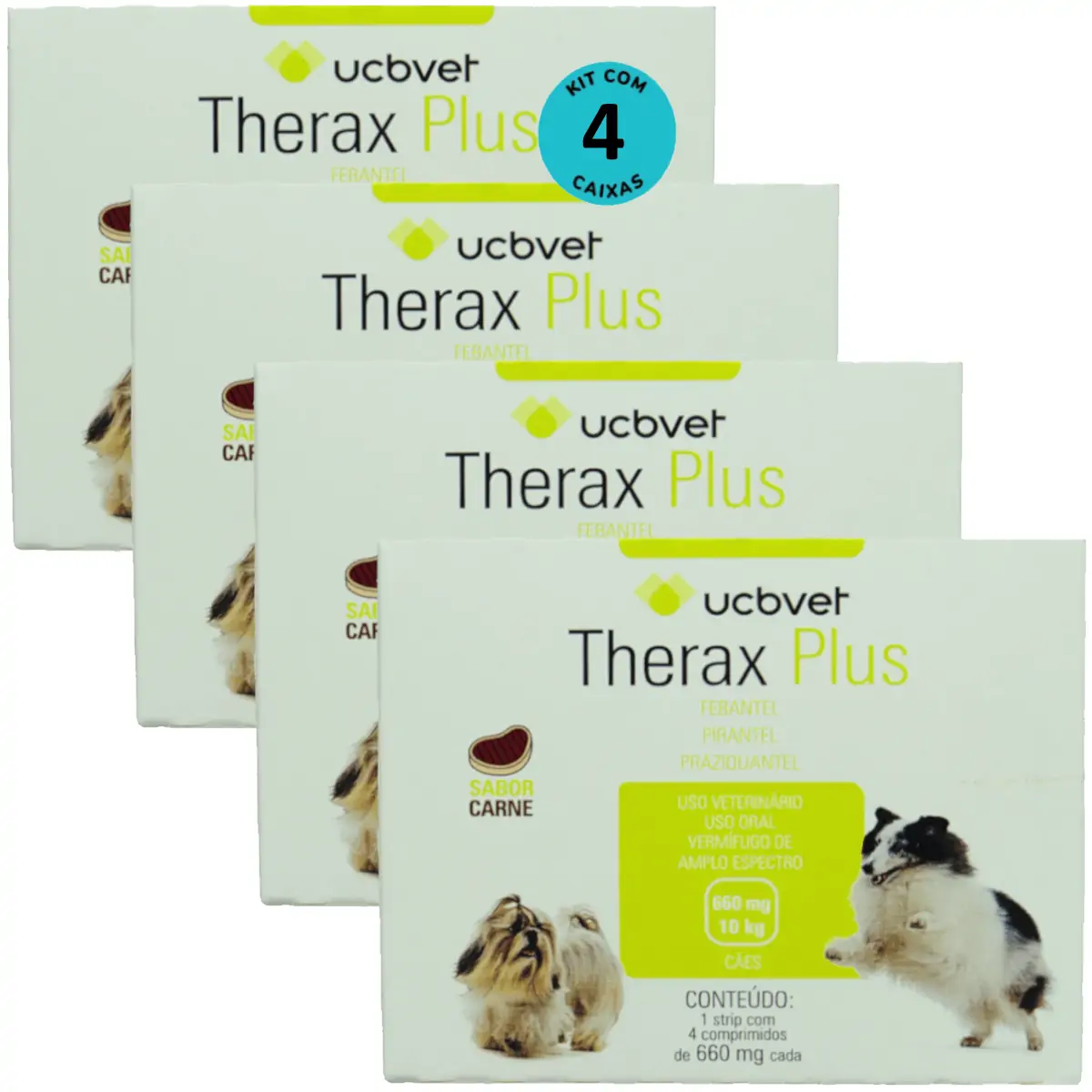 Therax Plus 660mg Com 4 comprimidos Vermífugo UCBVET Kit Com 4