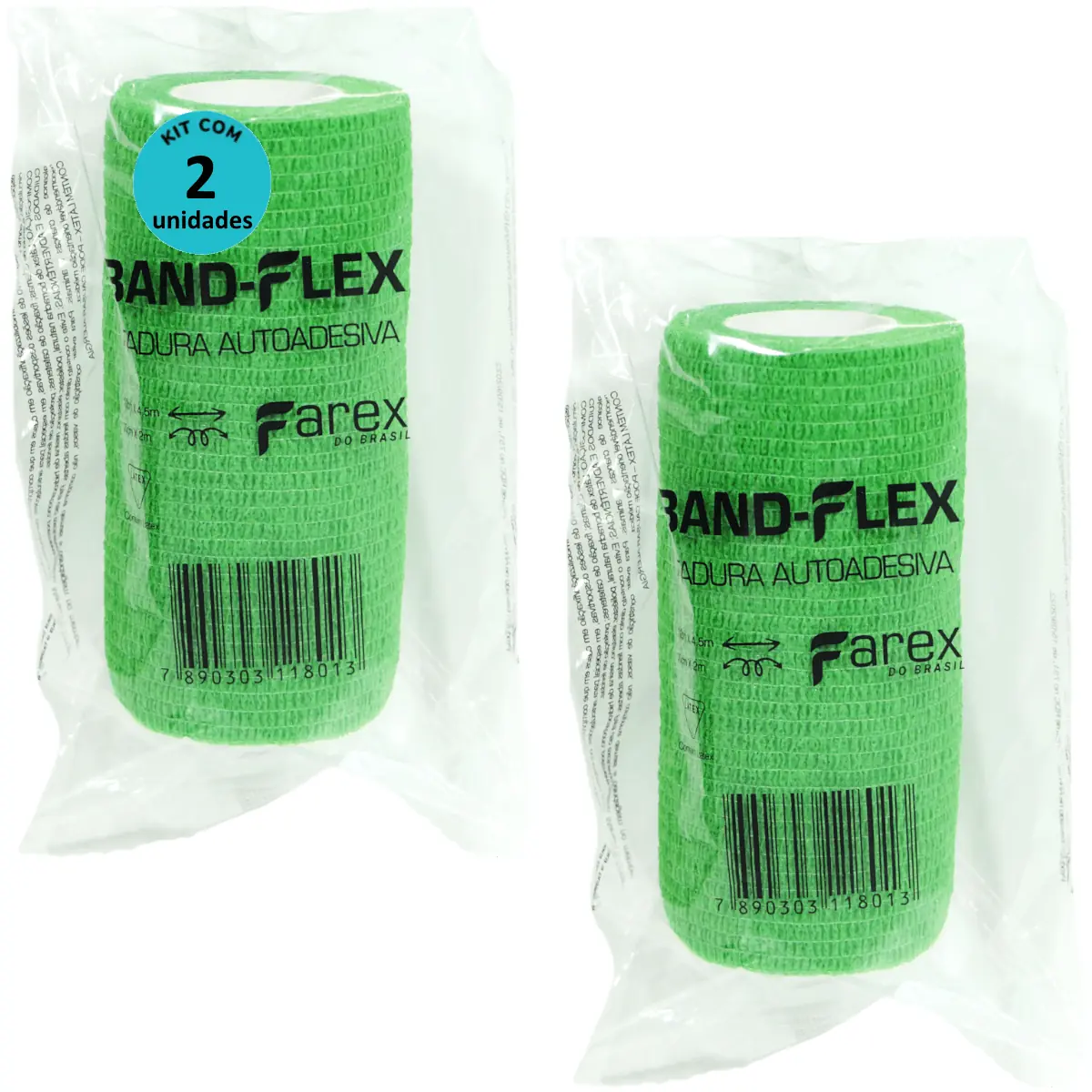 Atadura 10cm Verde Band-Flex Autoadesiva Para Animais Farex Kit Com 2