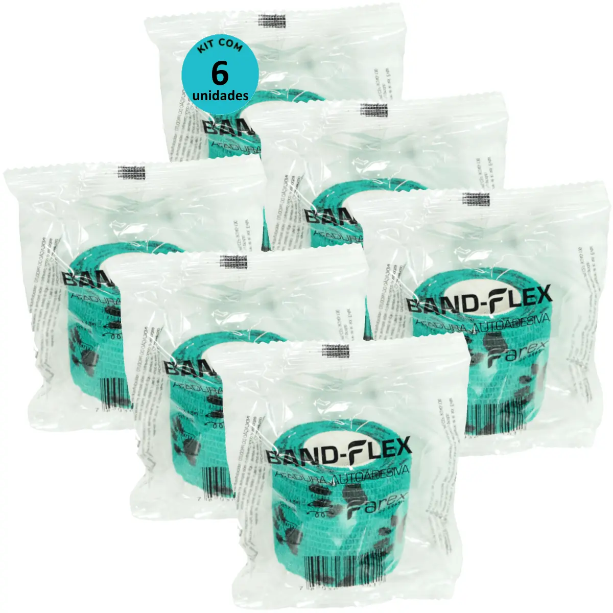 Atadura 5cm Verde Com Patinhas Band-Flex Autoadesiva Para Animais Farex Kit com 6