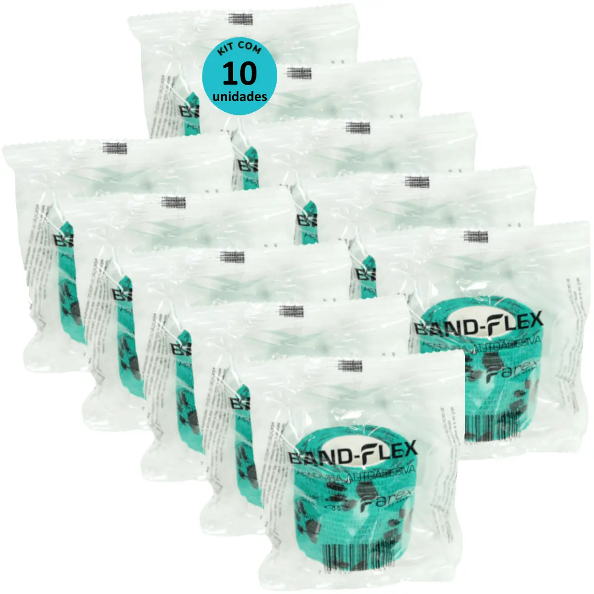 Atadura 5cm Verde Com Patinhas Band-Flex Autoadesiva Para Animais Farex Kit com 10