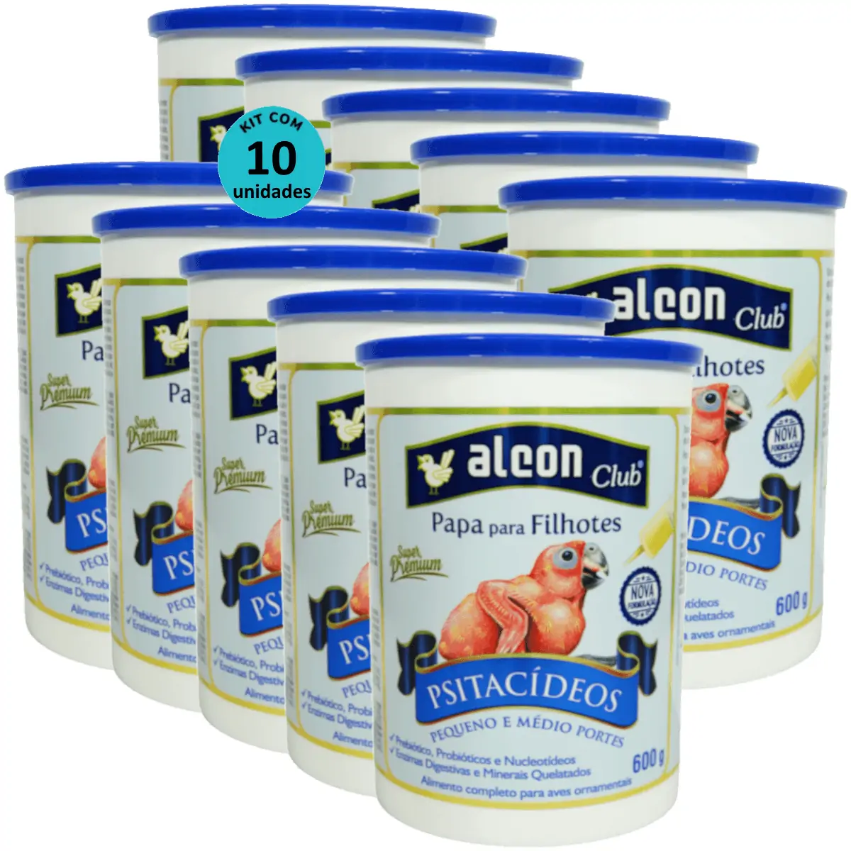 Alcon Club Papa Para Filhotes Psitacídeos Super Premium 600g Kit Com 10