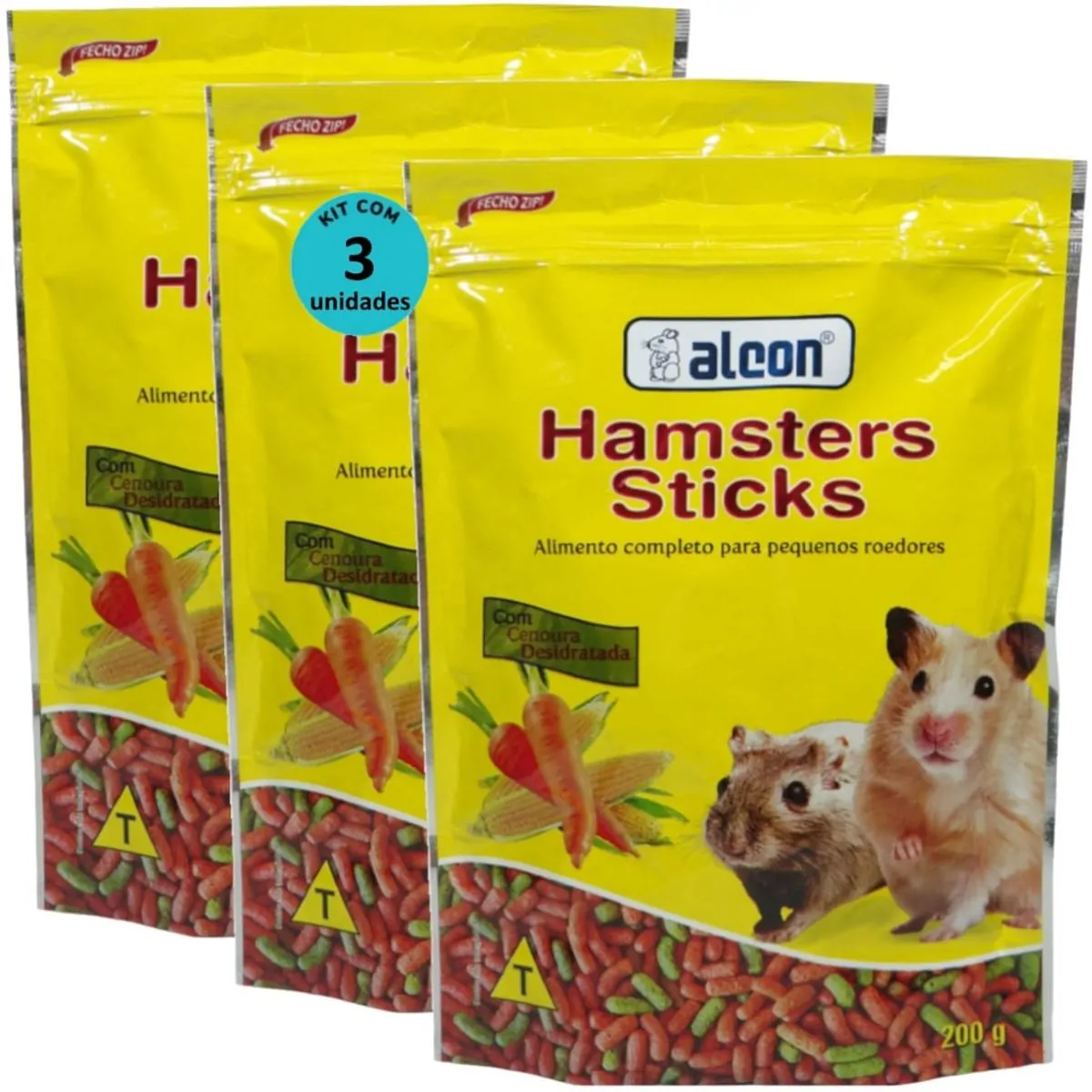 ALCON HAMSTER STICKS 200G KIT COM 3 PARA HAMSTER GERBIL E TOPOLINO