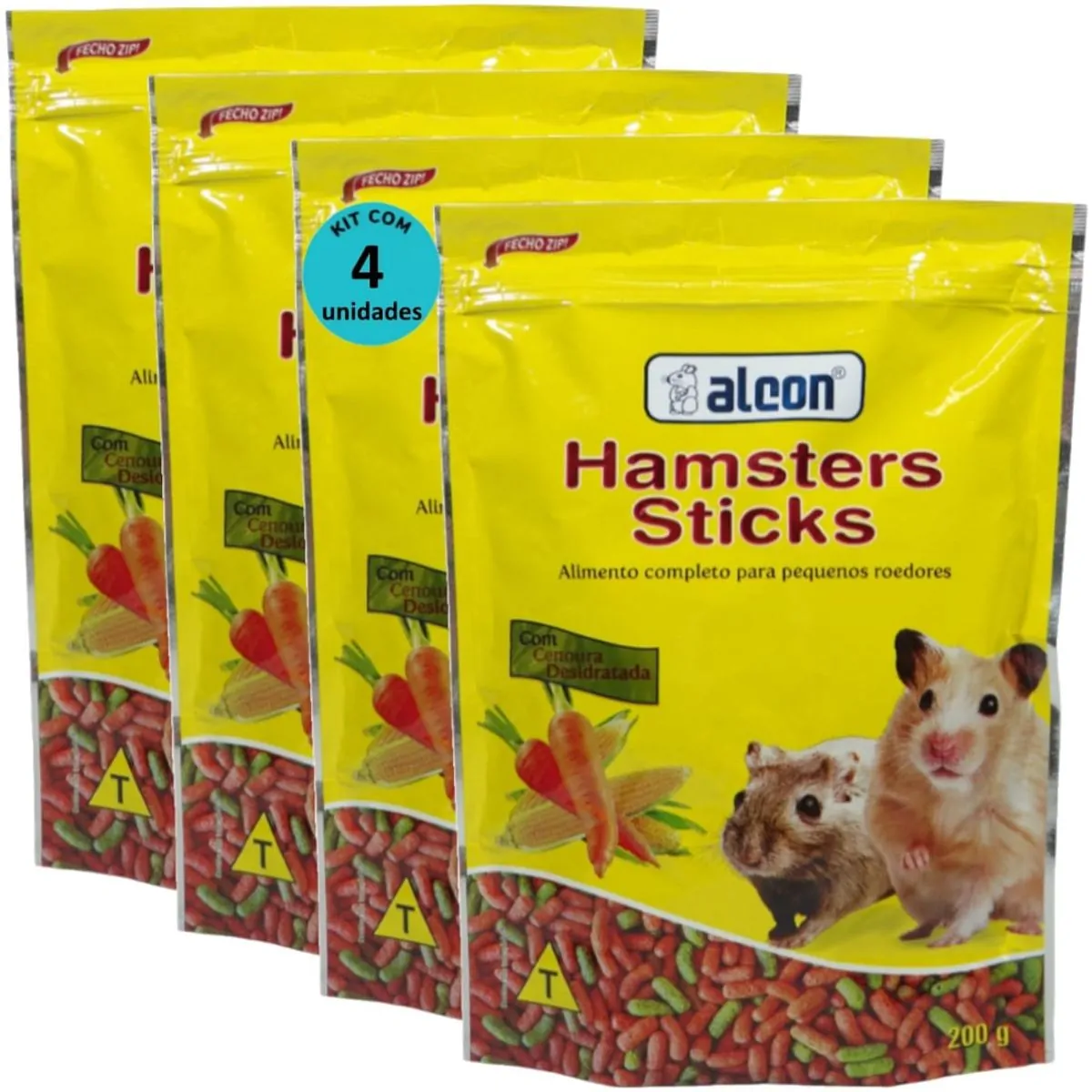 ALCON HAMSTER STICKS 200G KIT COM 4 PARA HAMSTER GERBIL E TOPOLINO