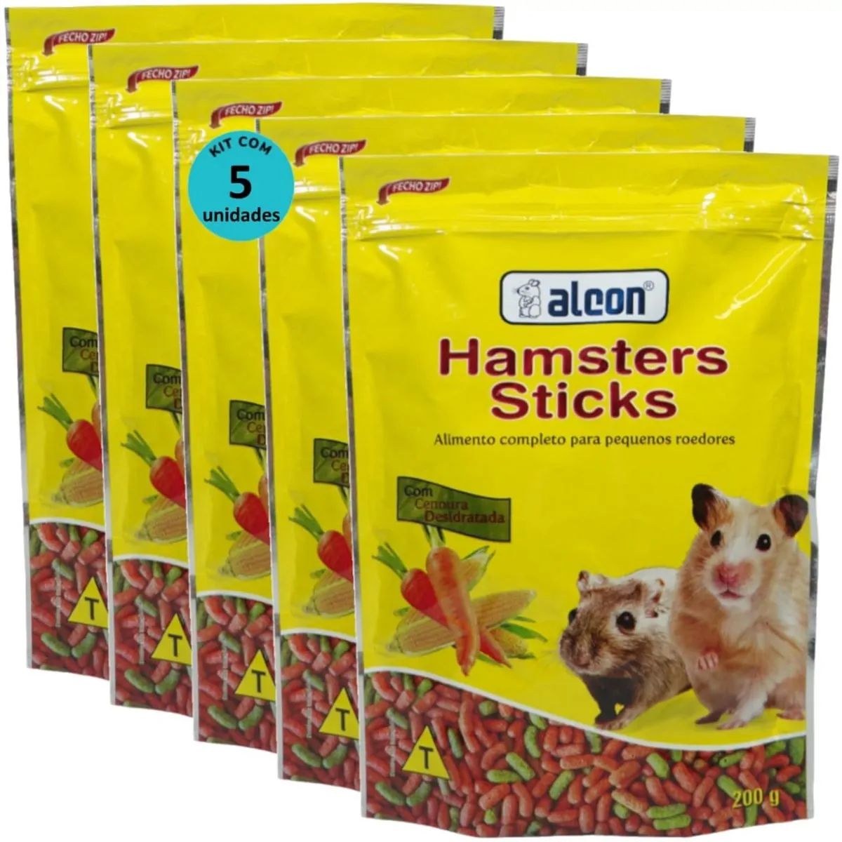 ALCON HAMSTER STICKS 200G KIT COM 5 PARA HAMSTER GERBIL E TOPOLINO