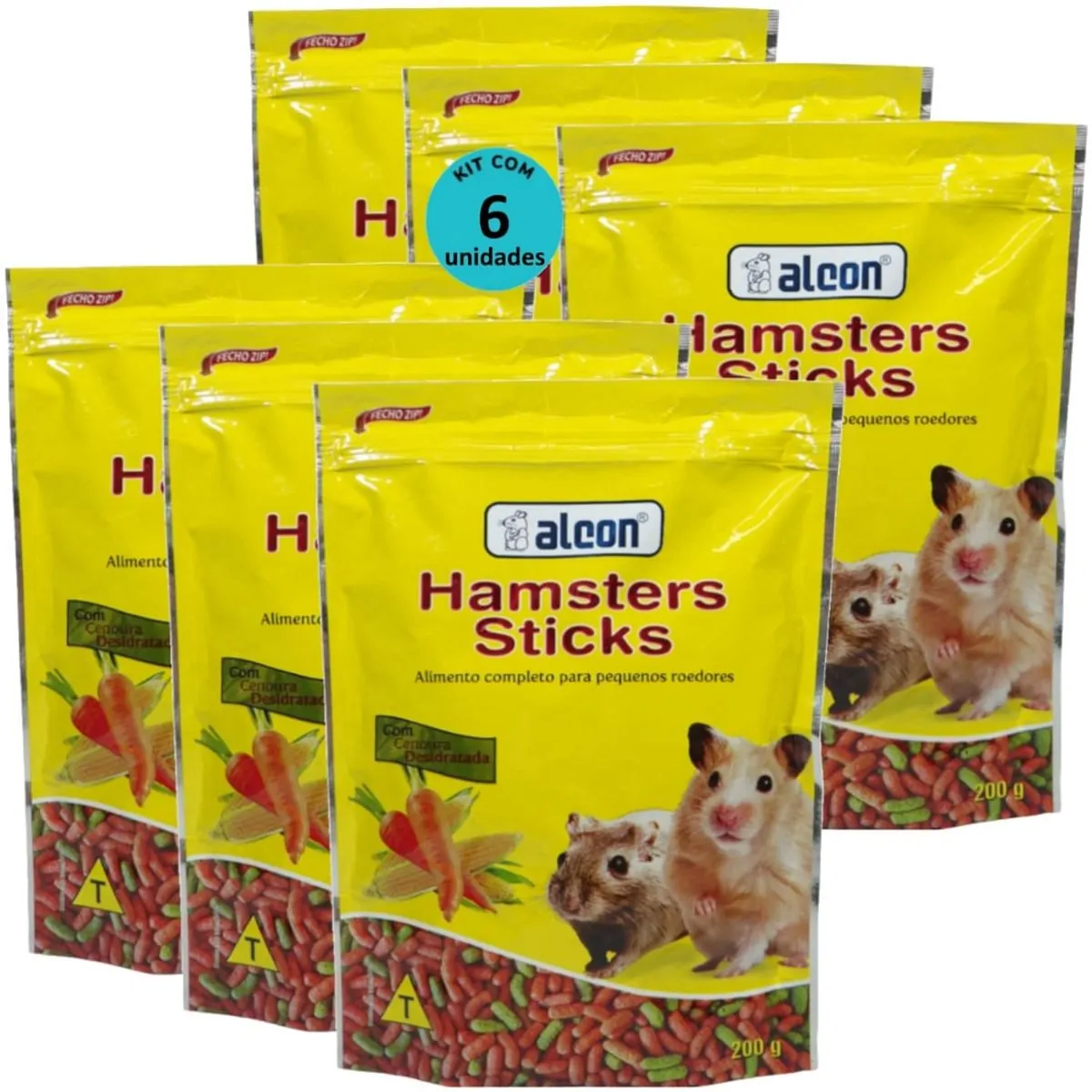 ALCON HAMSTER STICKS 200G KIT COM 6 PARA HAMSTER GERBIL E TOPOLINO