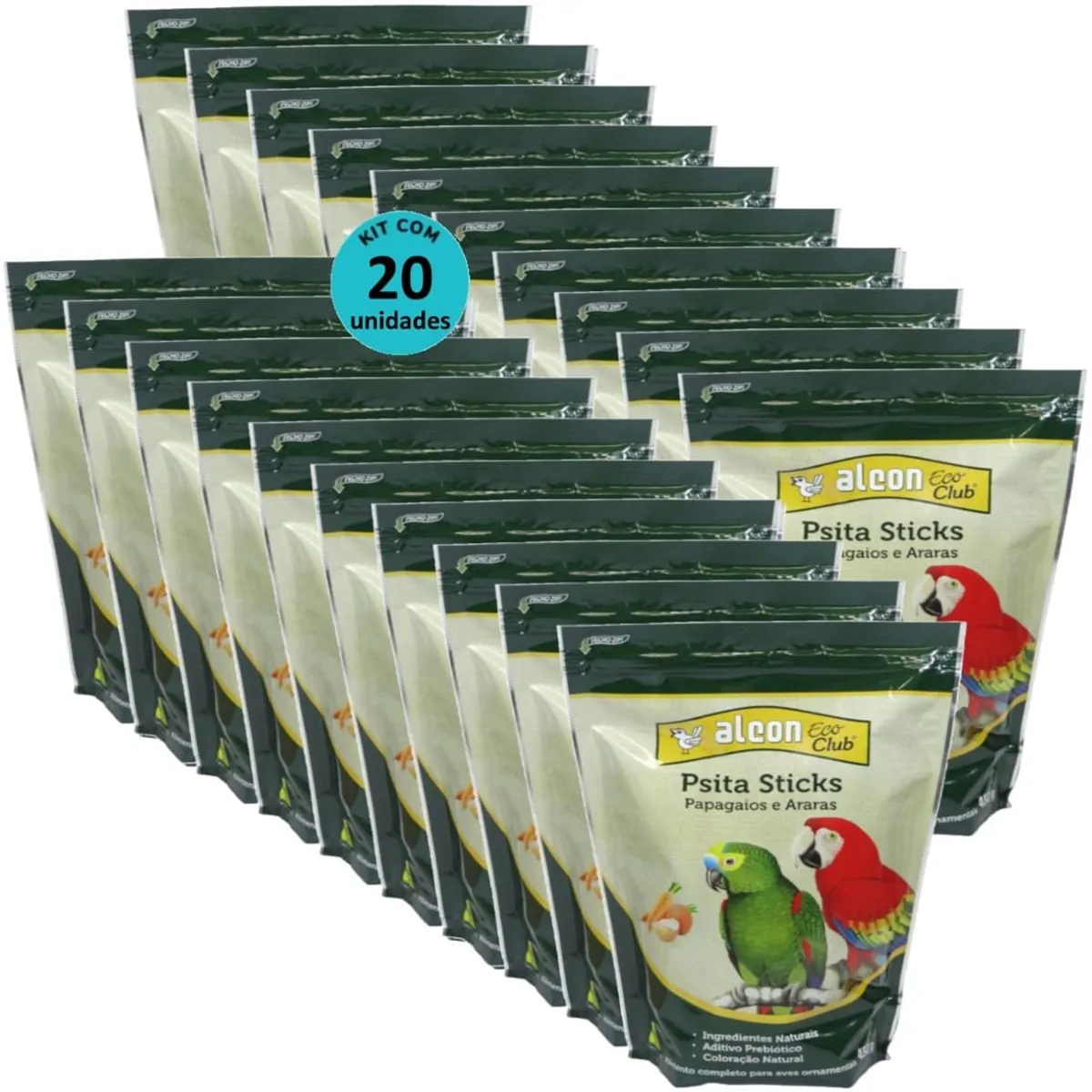 ALCON ECO CLUB PSITA STICKS 450G KIT COM 20 PARA PAPAGAIOS E ARARAS