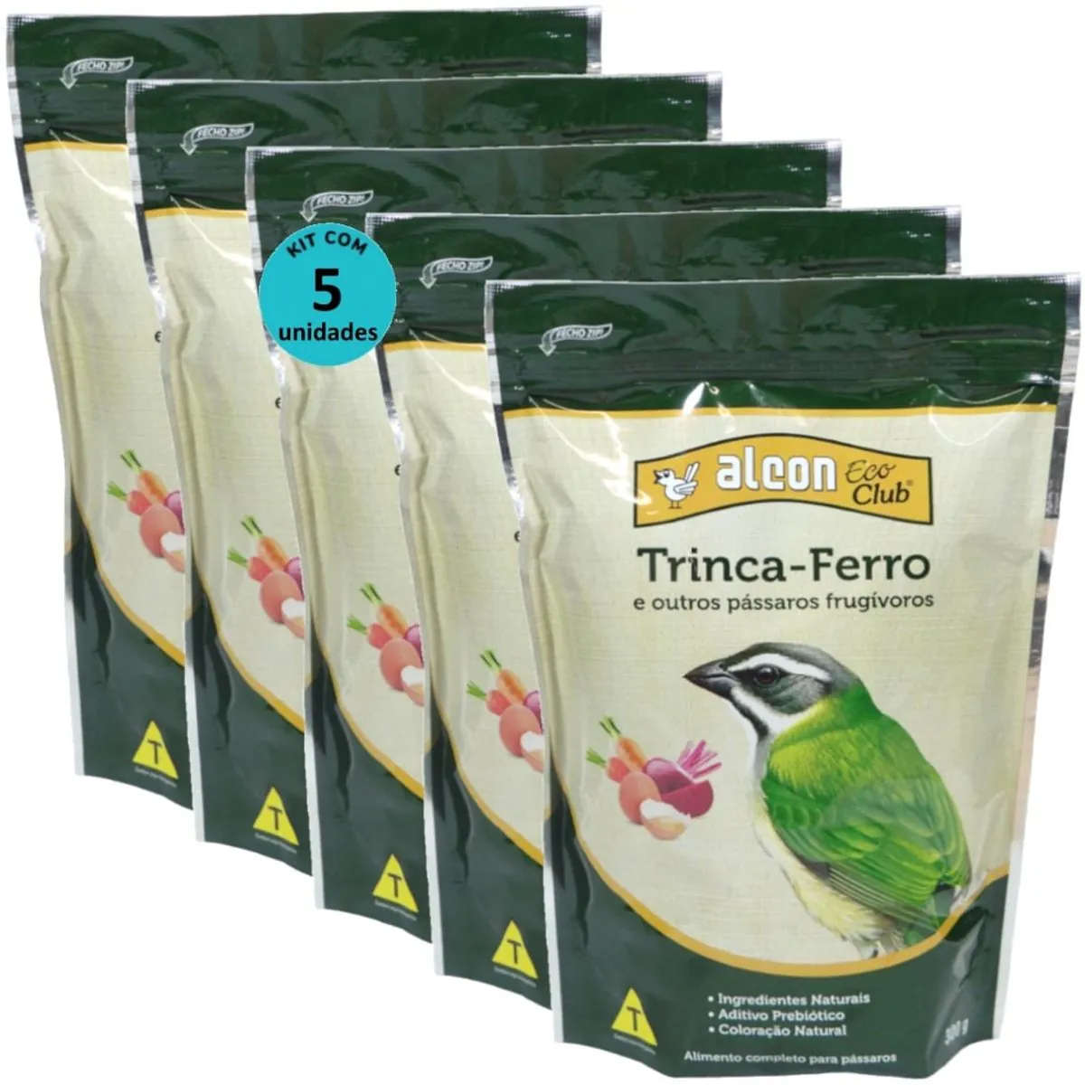 ALCON ECO CLUB TRINCA-FERRO 300G KIT COM 5 - ALCON ECO CLUB TRINCA-FERRO E OUTROS PÁSSAROS FRUGÍVORO