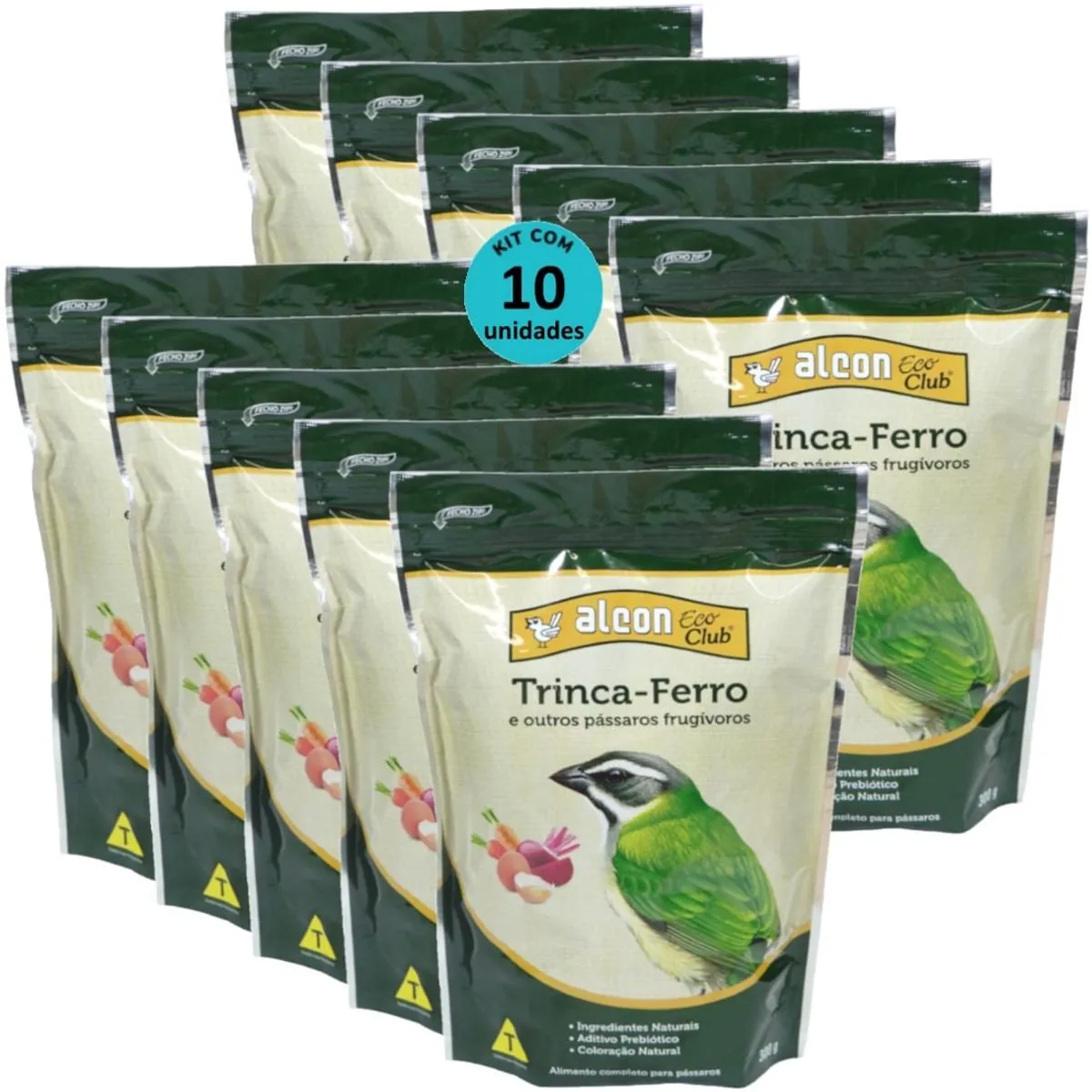 ALCON ECO CLUB TRINCA-FERRO 300G KIT COM 10 - ALCON ECO CLUB TRINCA-FERRO E OUTROS PÁSSAROS FRUGÍVOR