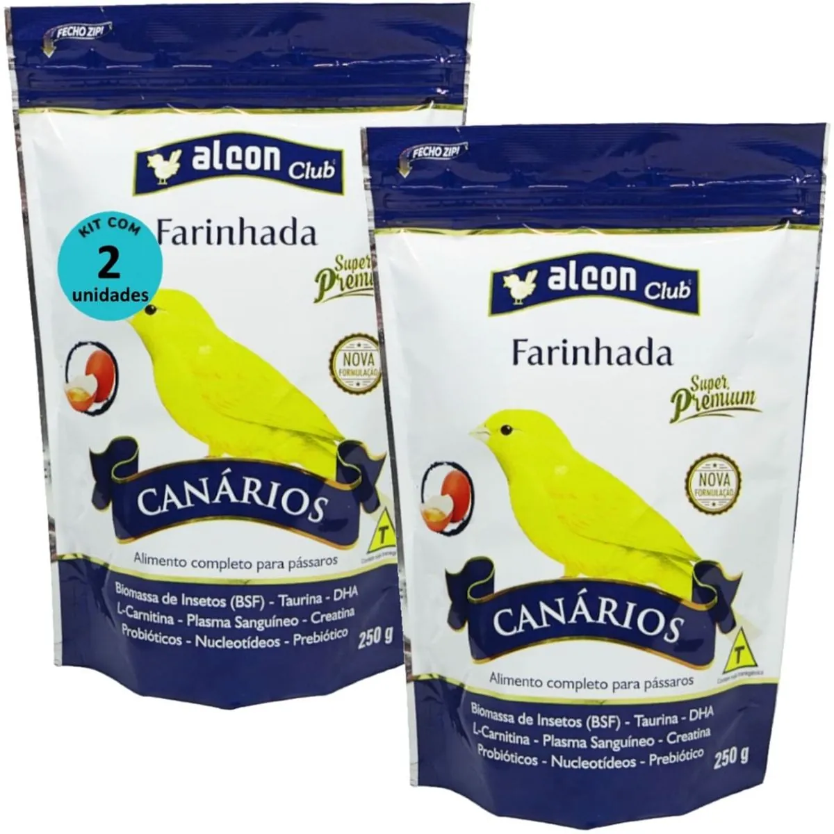 ALCON CLUB FARINHADA CANÁRIO 250G SUPER PREMIUM KIT COM 2 RAÇÃO PARA PÁSSAROS