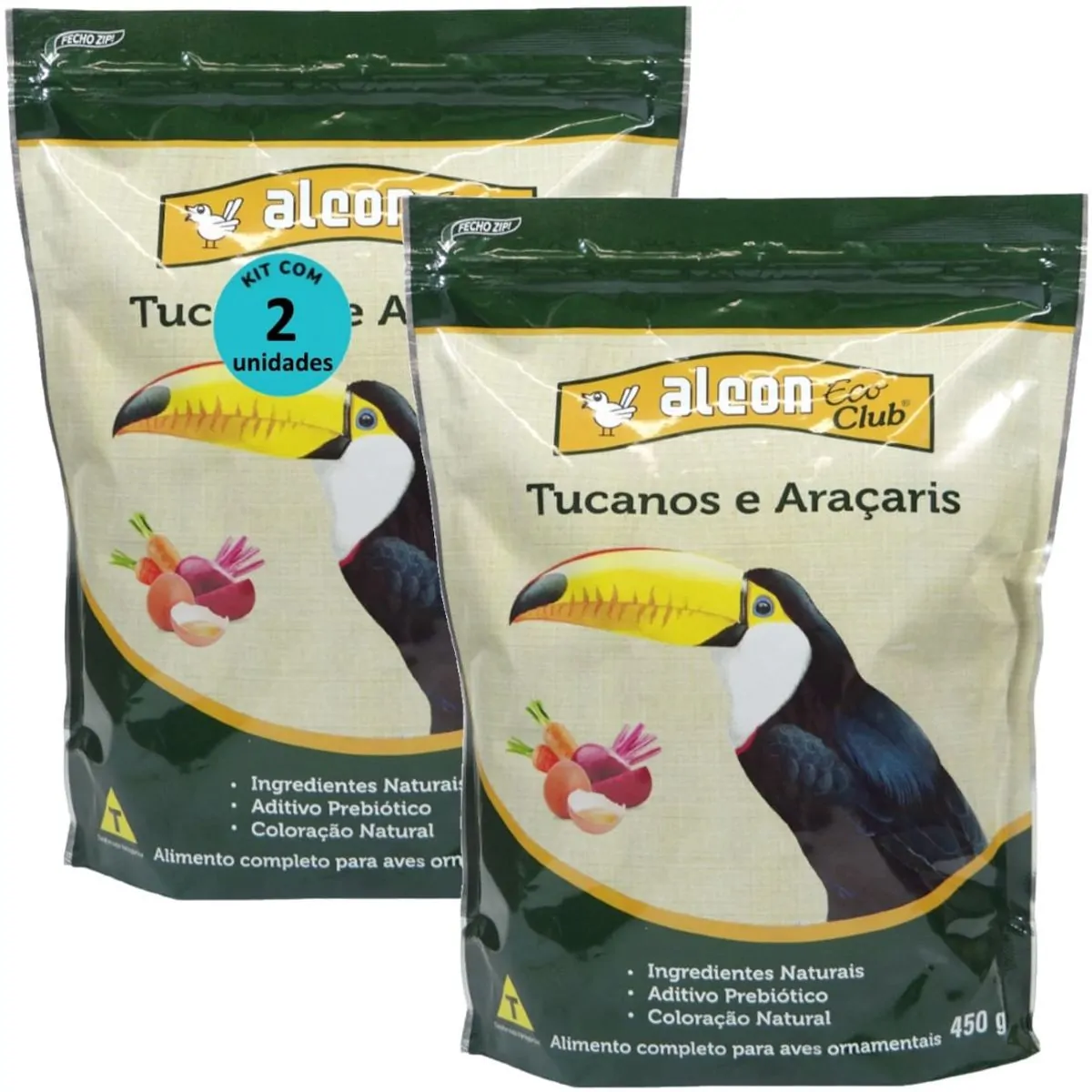 ALCON ECO CLUB TUCANOS E ARAÇARIS 450G KIT COM 2 RAÇÃO PARA AVES