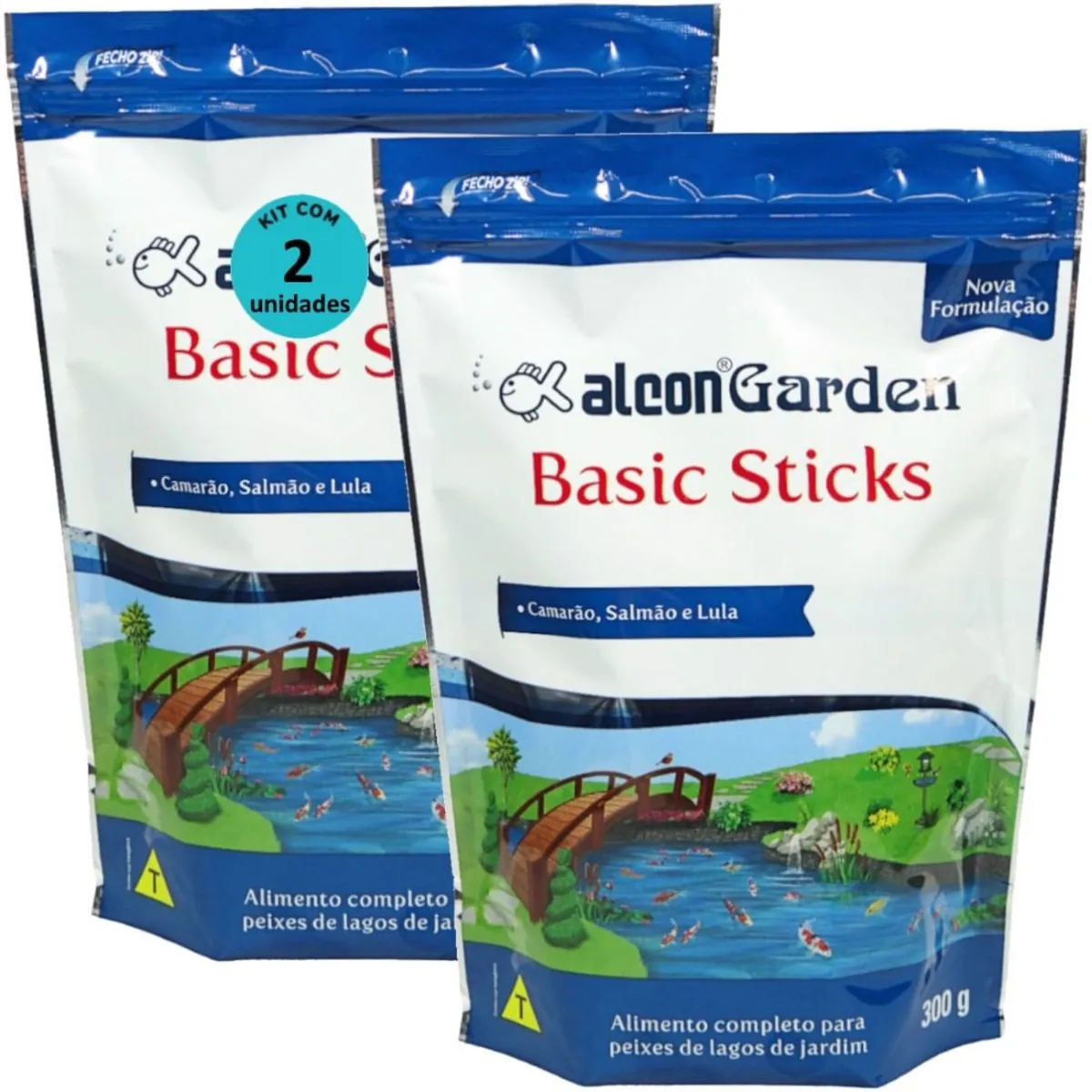 ALCON GARDEN BASIC STICKS 300G ALIMENTO PARA PEIXES KIT COM 2 - ALCON GARDEN BASIC STICKS 300G RAÇÃO
