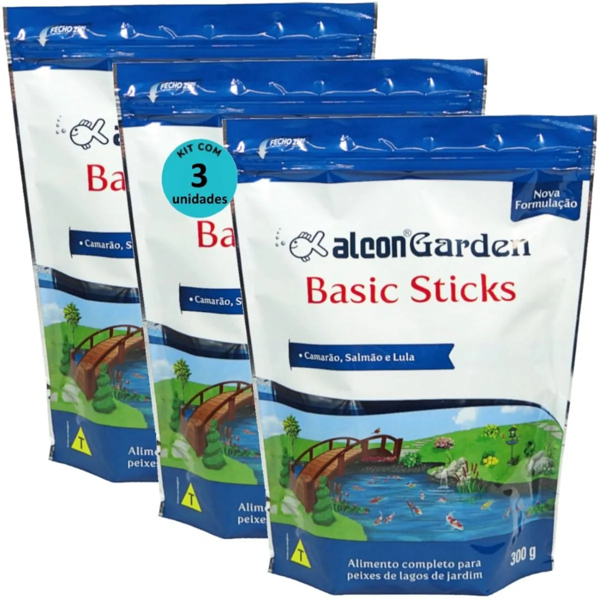 ALCON GARDEN BASIC STICKS 300G ALIMENTO PARA PEIXES KIT COM 3 - ALCON GARDEN BASIC STICKS 300G RAÇÃO