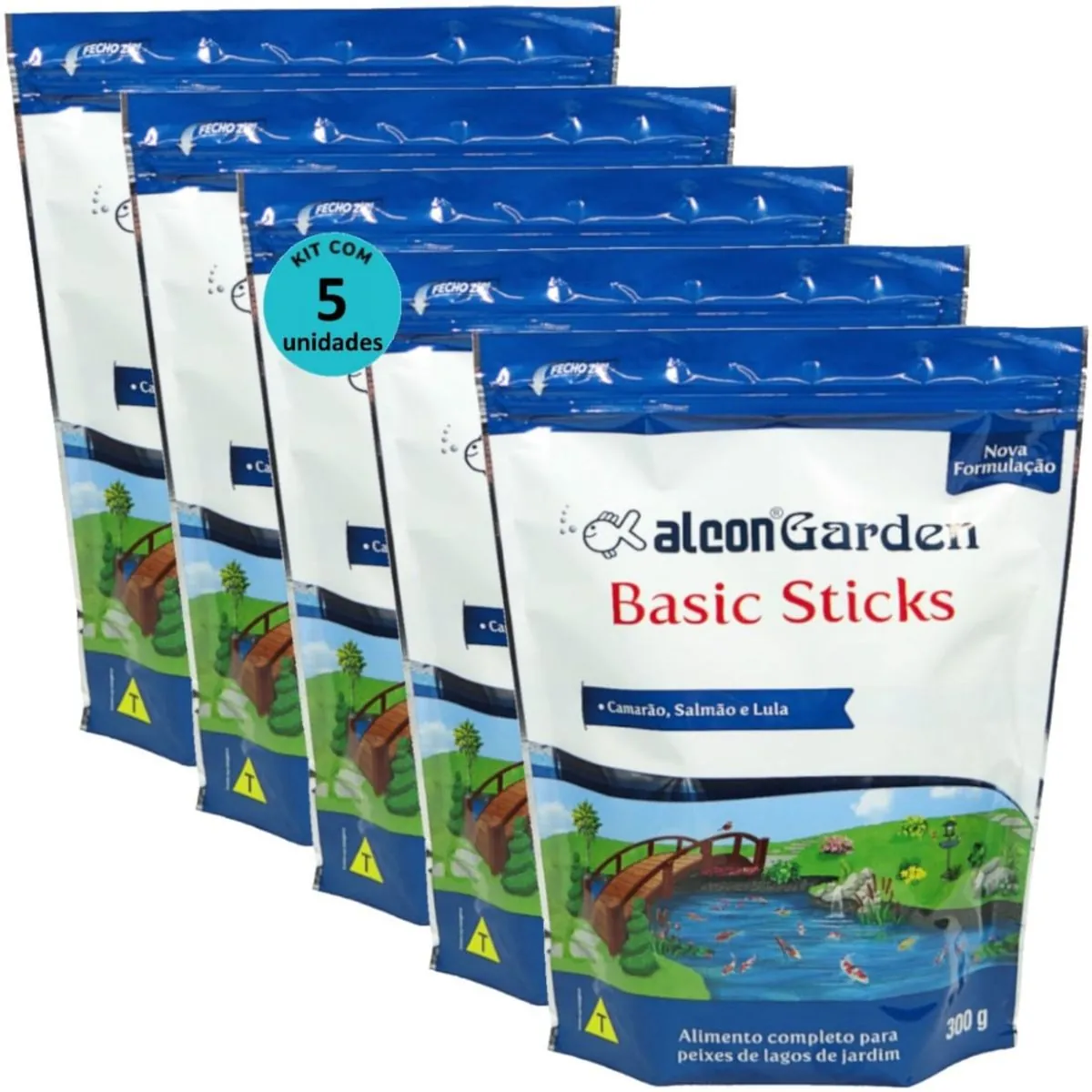 ALCON GARDEN BASIC STICKS 300G ALIMENTO PARA PEIXES KIT COM 5 - ALCON GARDEN BASIC STICKS 300G RAÇÃO