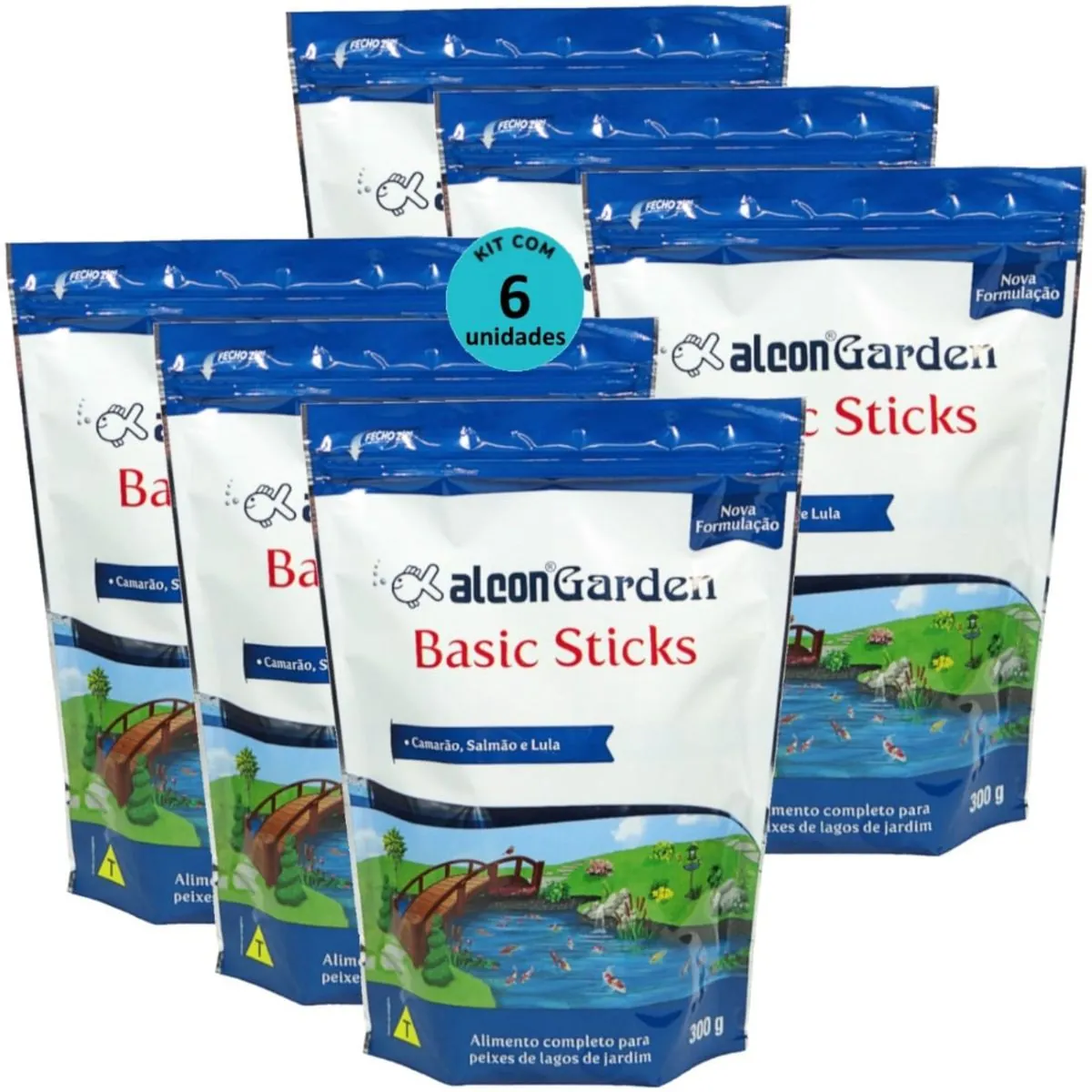 ALCON GARDEN BASIC STICKS 300G ALIMENTO PARA PEIXES KIT COM 6 - ALCON GARDEN BASIC STICKS 300G RAÇÃO