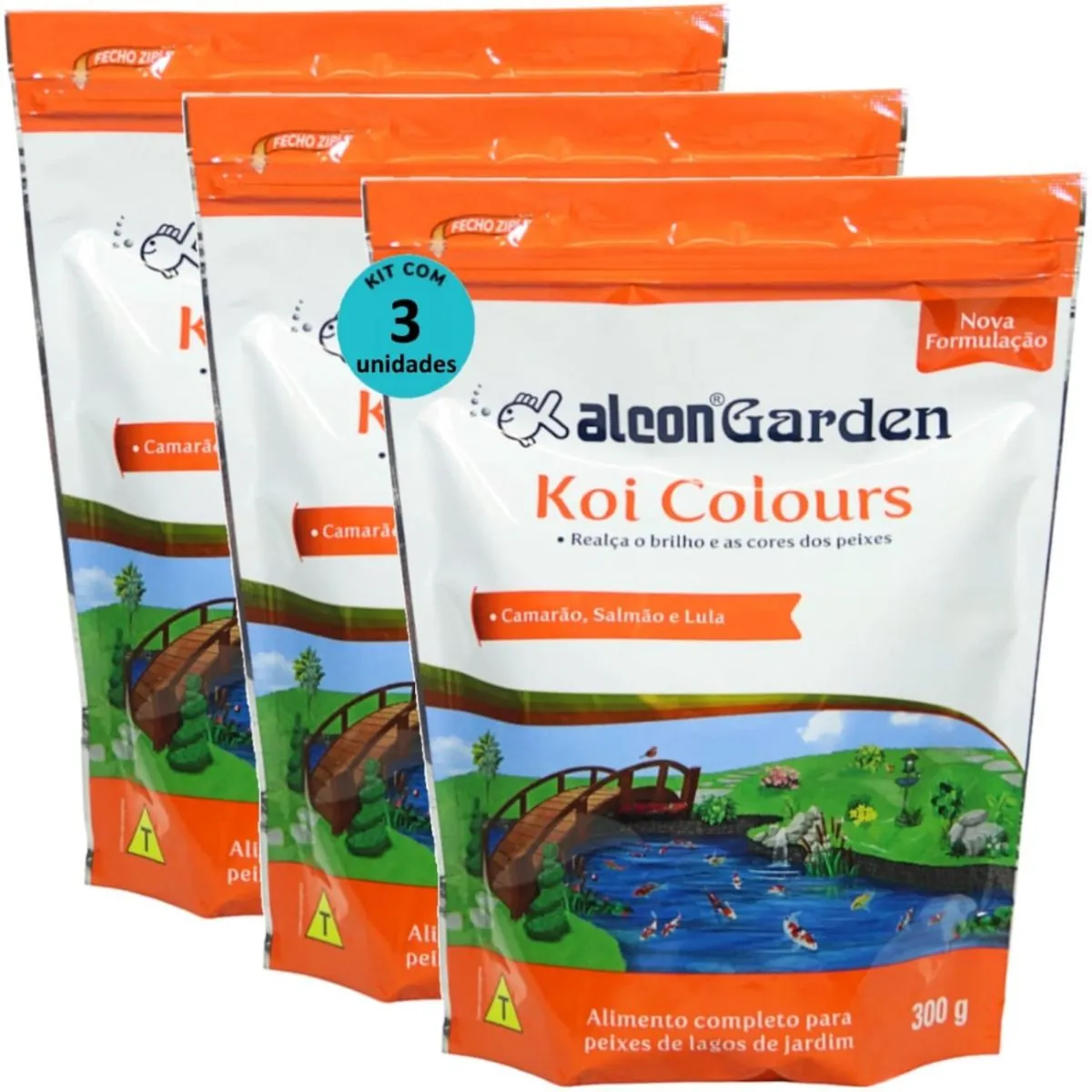 ALCON GARDEN KOI COLOURS 300G RAÇÃO PARA PEIXES KIT COM 3