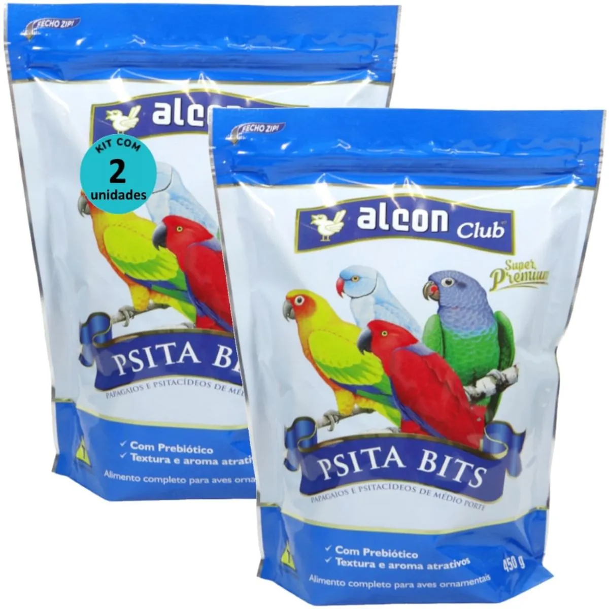 ALCON CLUB PSITA BITS 450G SUPER PREMIUM KIT COM 2 RAÇÃO PARA AVES