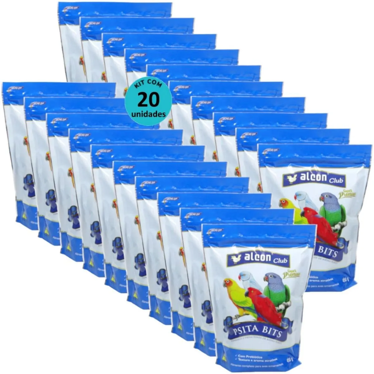 ALCON CLUB PSITA BITS 450G SUPER PREMIUM KIT COM 20 RAÇÃO PARA AVES