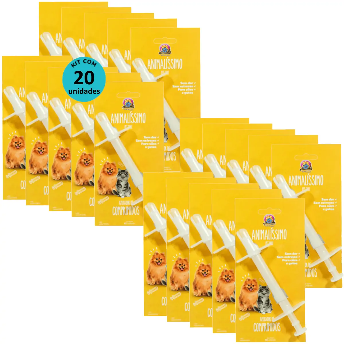 Aplicador de Comprimidos Animalíssimo Cães e Gatos Kit Com 20 - Aplicador de Comprimidos Animal