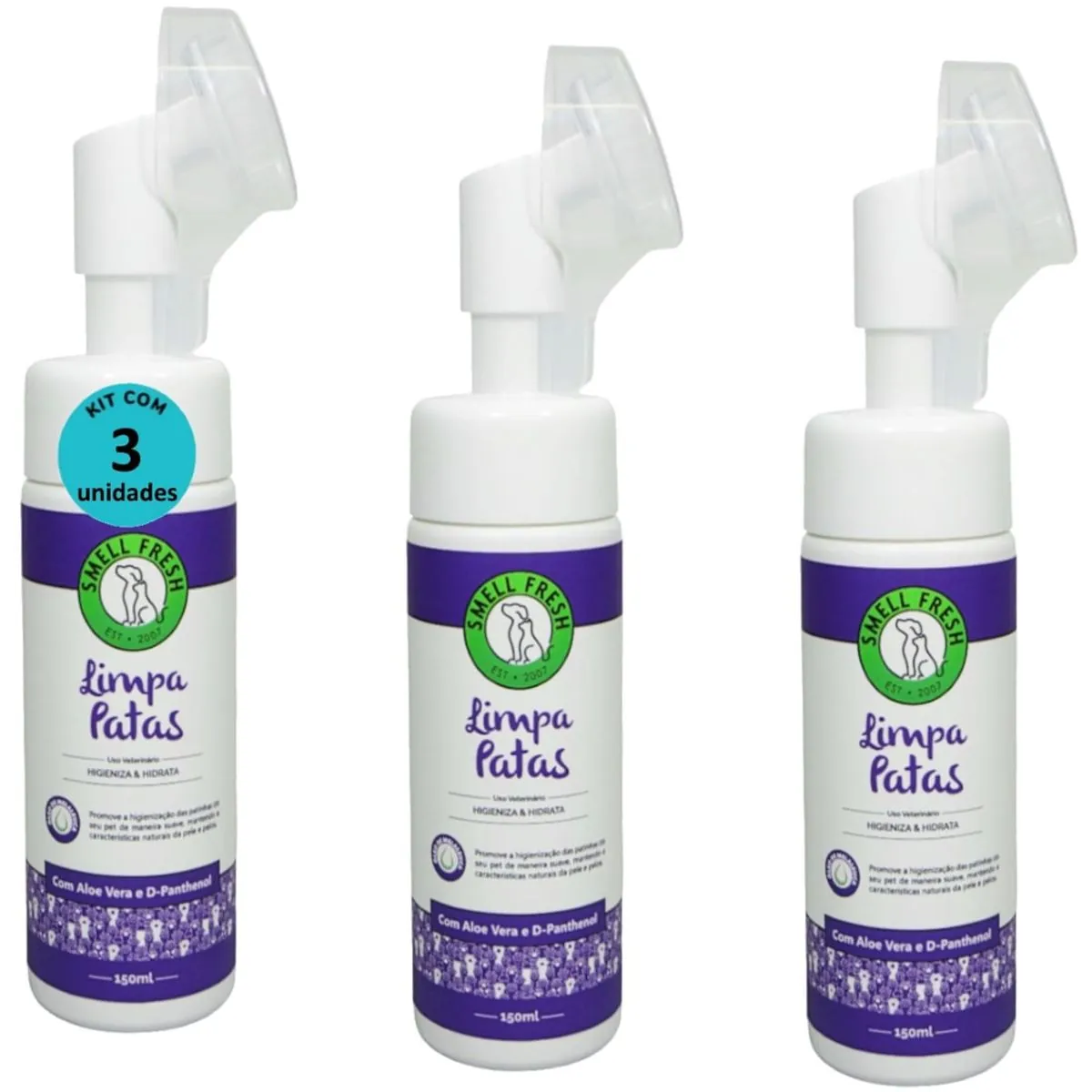 LIMPA PATAS 150ML HIGIENIZA E HIDRATA SMELL FRESH KIT COM 3