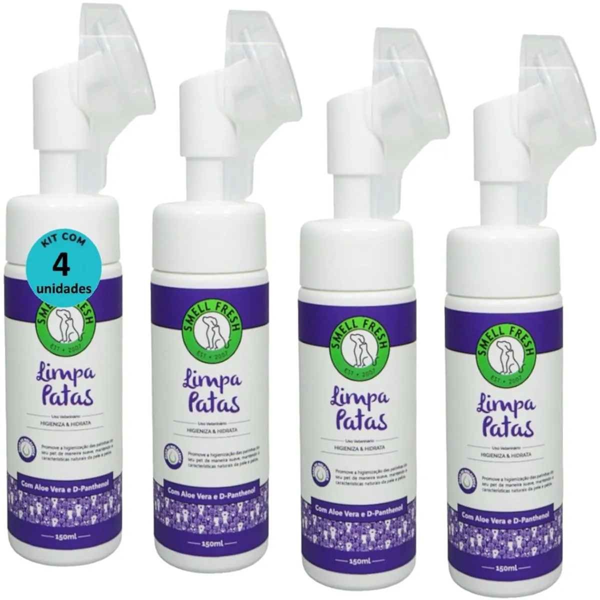 LIMPA PATAS 150ML HIGIENIZA E HIDRATA SMELL FRESH KIT COM 4
