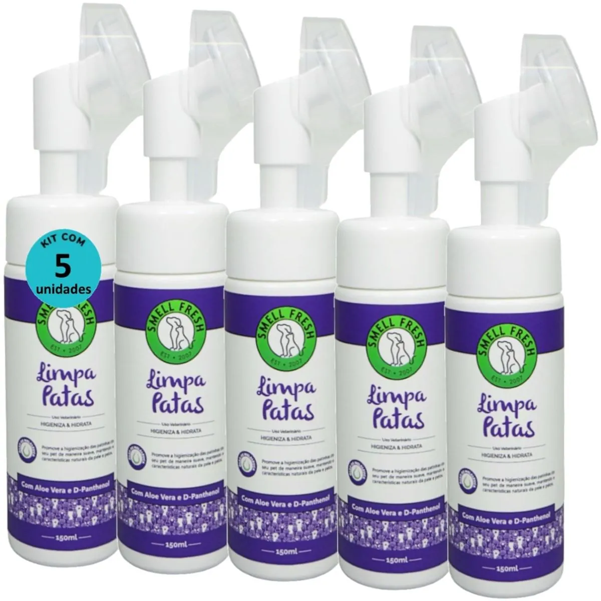 LIMPA PATAS 150ML HIGIENIZA E HIDRATA SMELL FRESH KIT COM 5