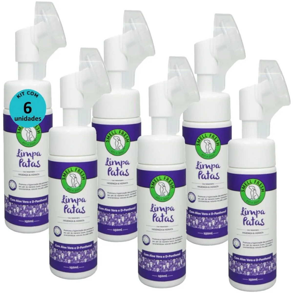LIMPA PATAS 150ML HIGIENIZA E HIDRATA SMELL FRESH KIT COM 6