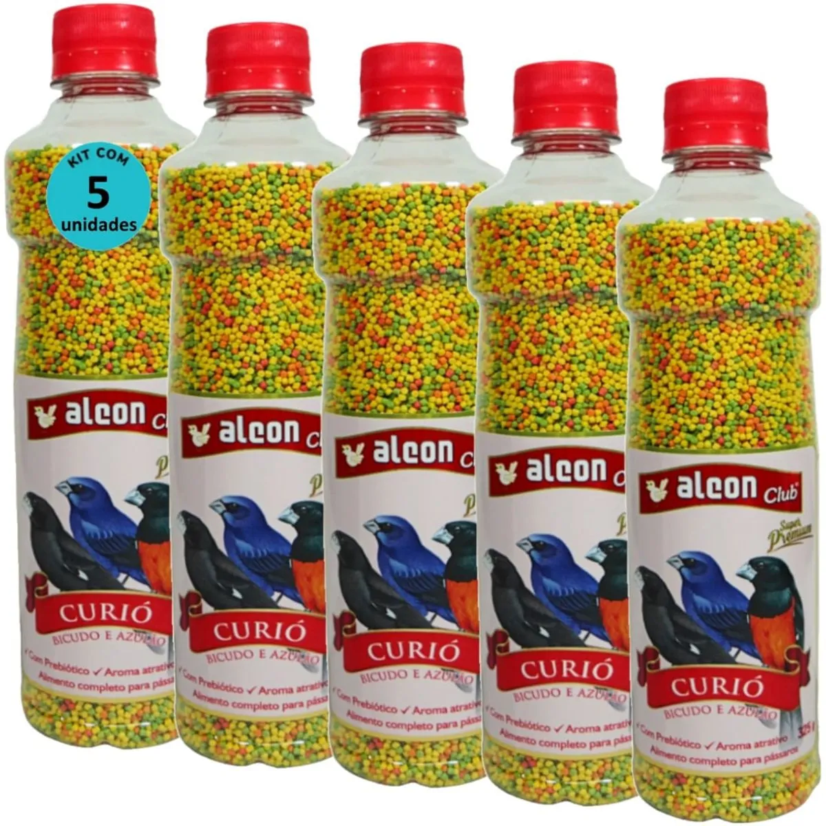 ALCON CLUB CURIÓ BICUDO E AZULÃO 325G SUPER PREMIUM KIT COM 5