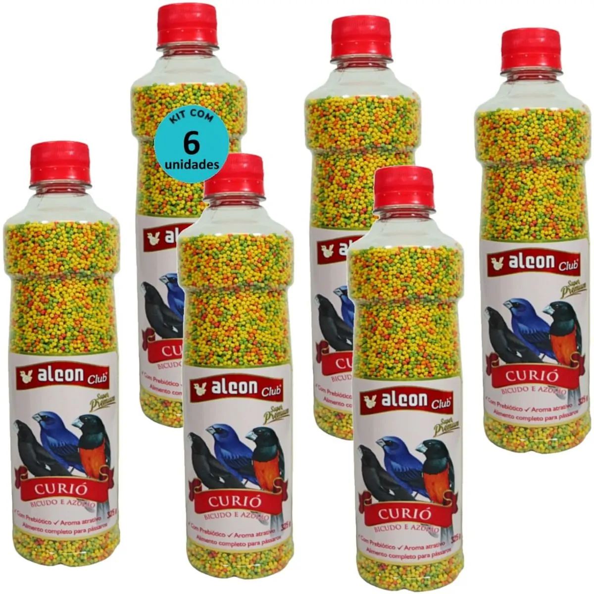 ALCON CLUB CURIÓ BICUDO E AZULÃO 325G SUPER PREMIUM KIT COM 6