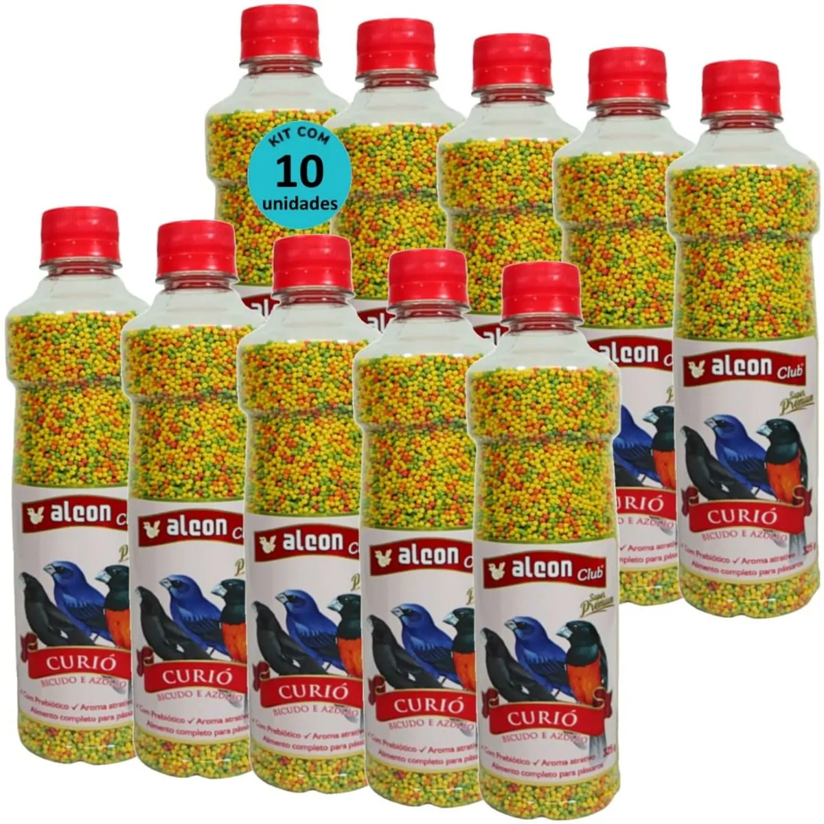 ALCON CLUB CURIÓ BICUDO E AZULÃO 325G SUPER PREMIUM KIT COM 10