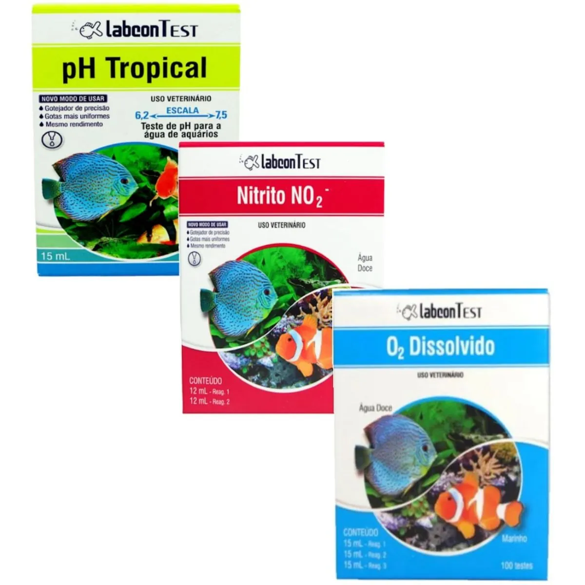 ALCON LABCON PH TROPICAL 15ML + LABCON NITRITO + LABCON O2 DISSOLVIDO