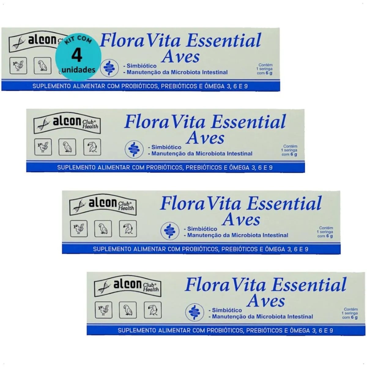 ALCON FLORA VITA ESSENTIAL PARA AVES PASSÁROS 6G KIT COM 4