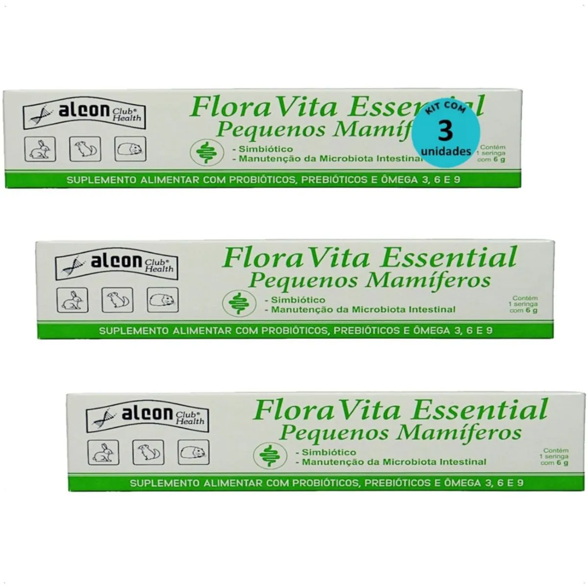 ALCON FLORA VITA ESSENTIAL PARA PEQUENOS MAMÍFEROS 6G KIT COM 3