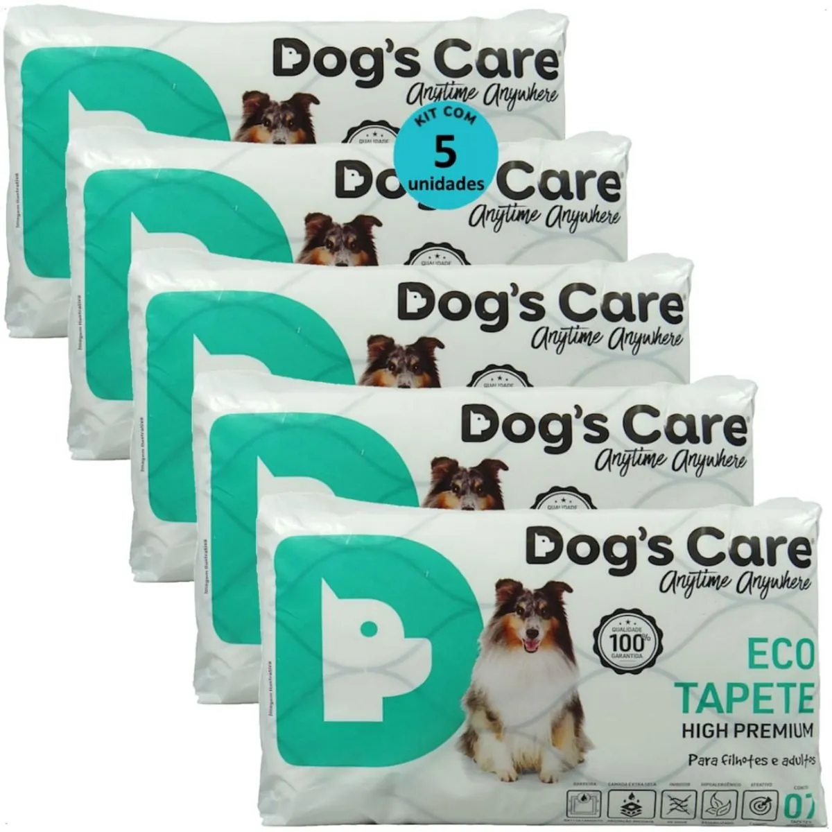 TAPETE HIGIÊNICO DOG´S CARE ECO HIGH PREMIUM 7 UN 82X60 CM KIT COM 5