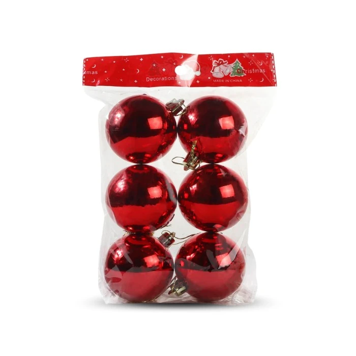 Jg Bola 10cm C 6pcs Vermelho Brilhante Jg C 6un