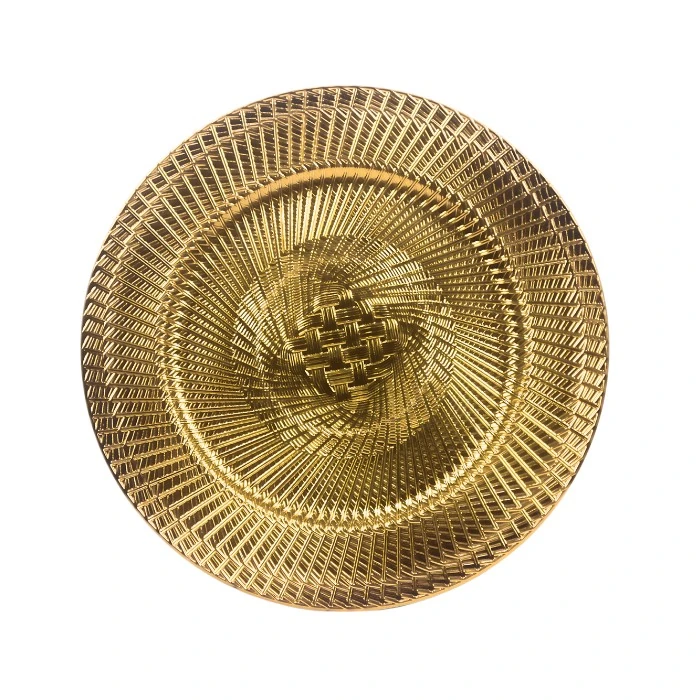 Sousplat Plast Dourado Mod1 33cm 78587